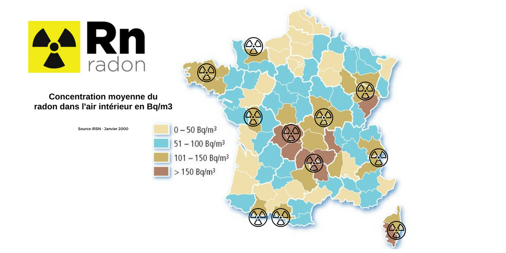Concentration Moyenne du radon en France